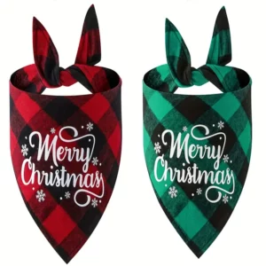 Pañuelos Navideños Para Mascotas, Merry Christmas - Verde y Rojo